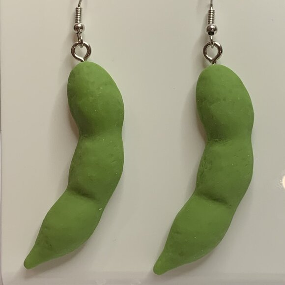 Green Bean Earring, Bean Earring, Vegetable Earring, Funny Food Earring, Food - Picture 6 of 7